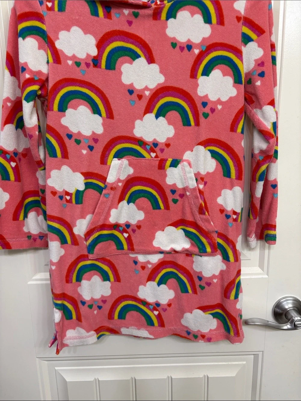 Boden Pink Rainbow & Cloud Kids Hoodie Coverup Pool Towel Vacation Beach